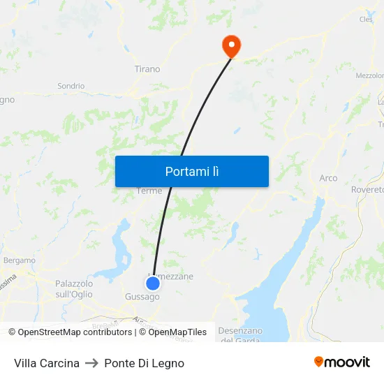 Villa Carcina to Ponte Di Legno map
