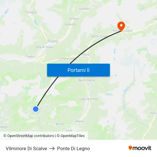Vilminore Di Scalve to Ponte Di Legno map