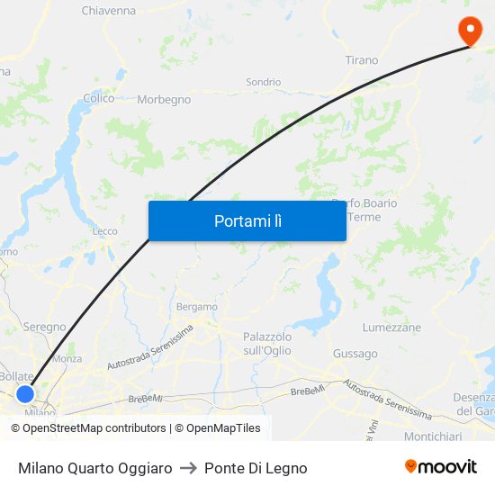 Milano Quarto Oggiaro to Ponte Di Legno map