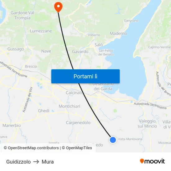 Guidizzolo to Mura map