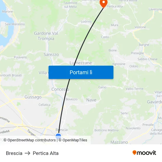 Brescia to Pertica Alta map