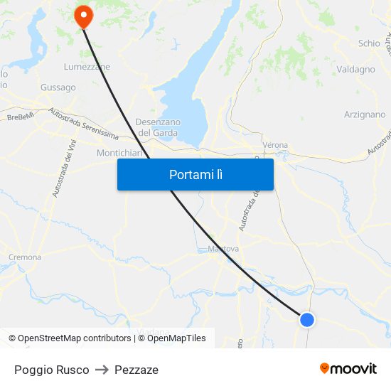 Poggio Rusco to Pezzaze map