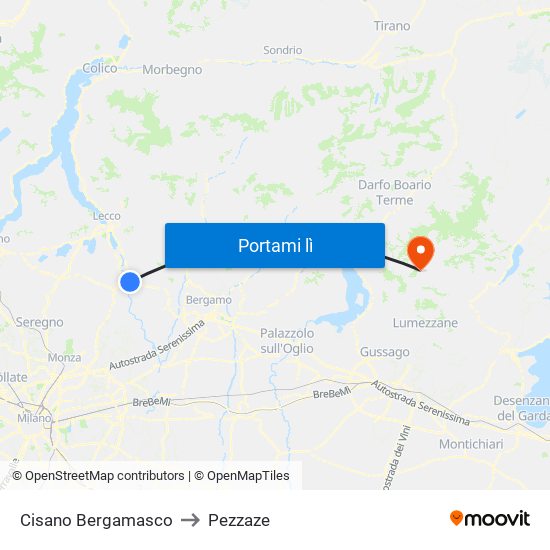 Cisano Bergamasco to Pezzaze map