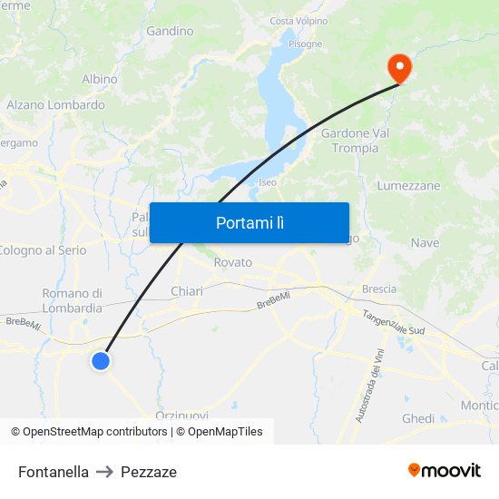 Fontanella to Pezzaze map