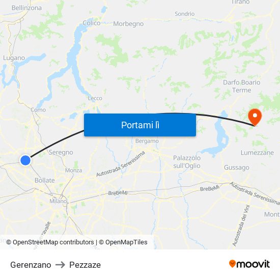 Gerenzano to Pezzaze map