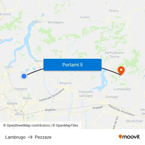 Lambrugo to Pezzaze map