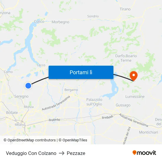 Veduggio Con Colzano to Pezzaze map