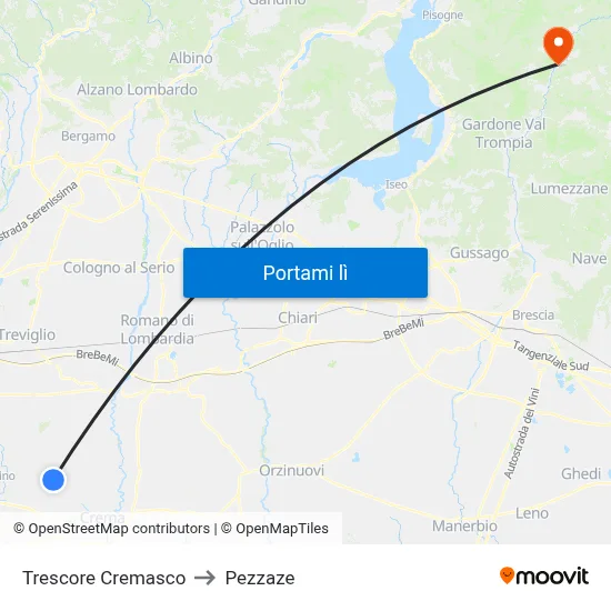 Trescore Cremasco to Pezzaze map