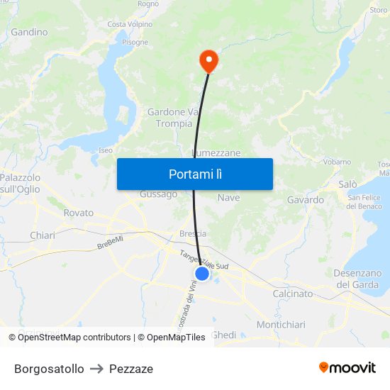 Borgosatollo to Pezzaze map