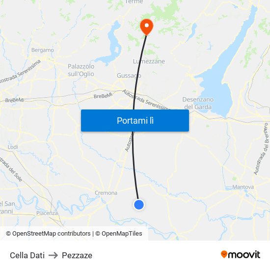 Cella Dati to Pezzaze map