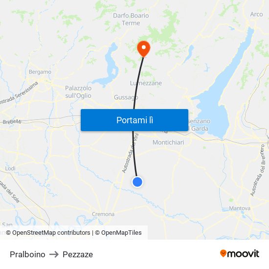 Pralboino to Pezzaze map