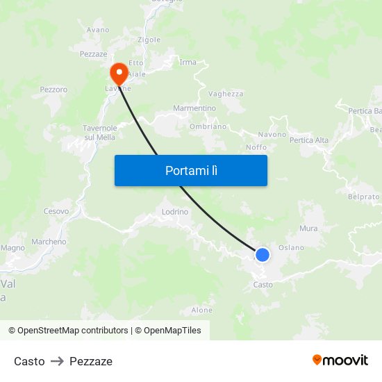 Casto to Pezzaze map