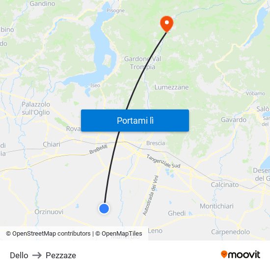 Dello to Pezzaze map