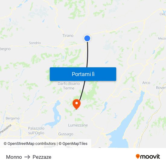 Monno to Pezzaze map