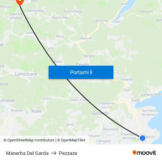 Manerba Del Garda to Pezzaze map