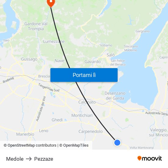 Medole to Pezzaze map