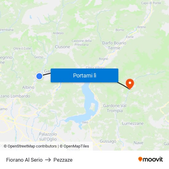 Fiorano Al Serio to Pezzaze map