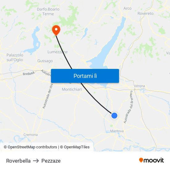 Roverbella to Pezzaze map