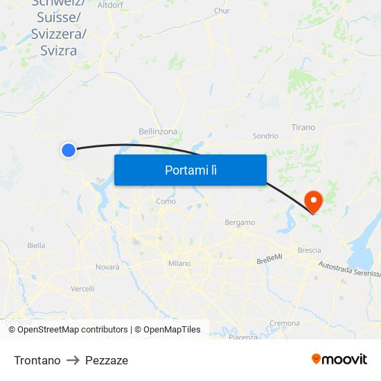 Trontano to Pezzaze map