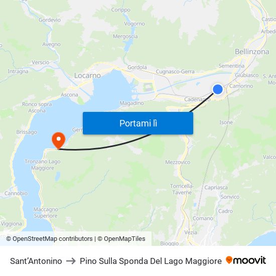Sant’Antonino to Pino Sulla Sponda Del Lago Maggiore map