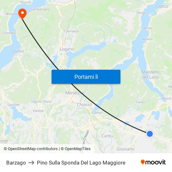 Barzago to Pino Sulla Sponda Del Lago Maggiore map