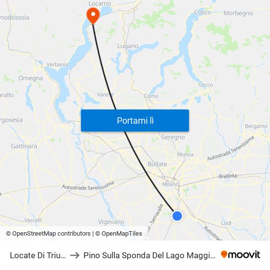 Locate Di Triulzi to Pino Sulla Sponda Del Lago Maggiore map