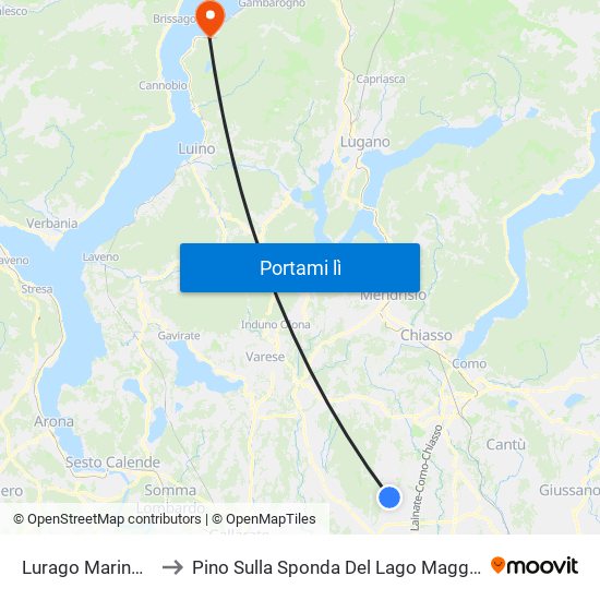 Lurago Marinone to Pino Sulla Sponda Del Lago Maggiore map