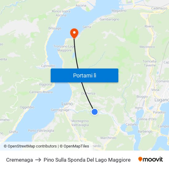 Cremenaga to Pino Sulla Sponda Del Lago Maggiore map