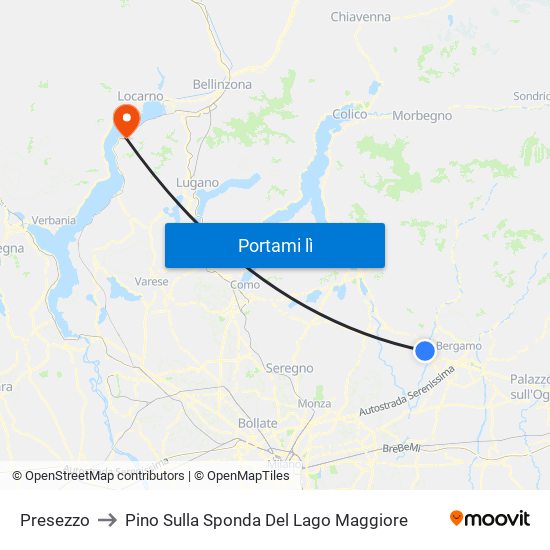 Presezzo to Pino Sulla Sponda Del Lago Maggiore map