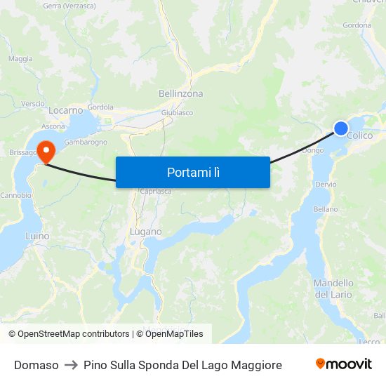 Domaso to Pino Sulla Sponda Del Lago Maggiore map