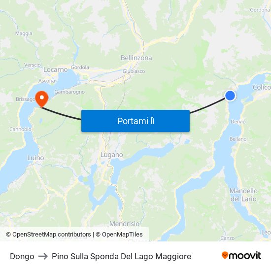 Dongo to Pino Sulla Sponda Del Lago Maggiore map