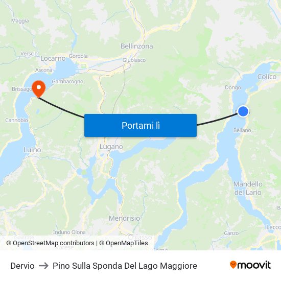 Dervio to Pino Sulla Sponda Del Lago Maggiore map