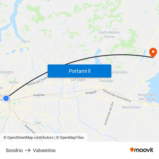 Sondrio to Valvestino map