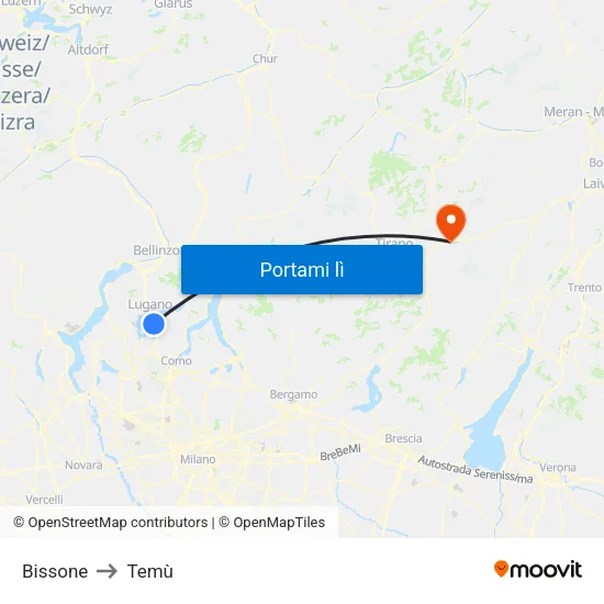 Bissone to Temù map