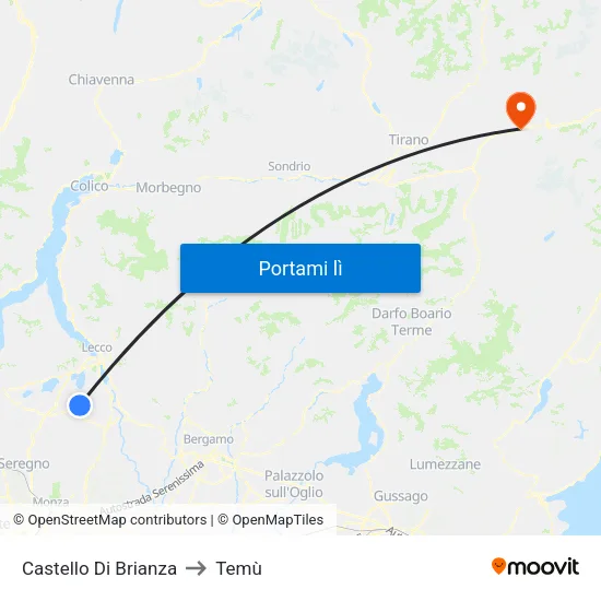 Castello Di Brianza to Temù map