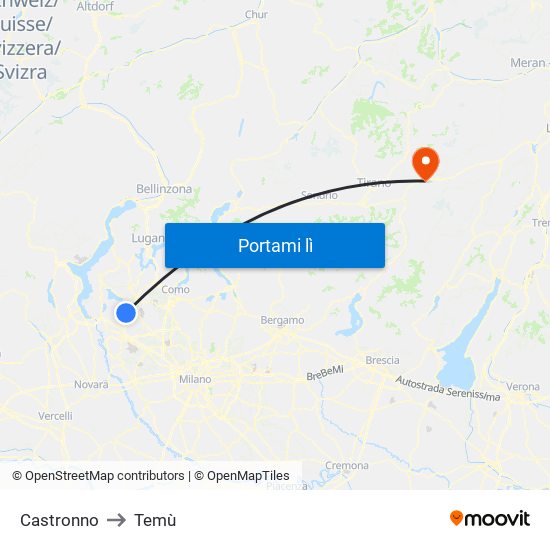 Castronno to Temù map