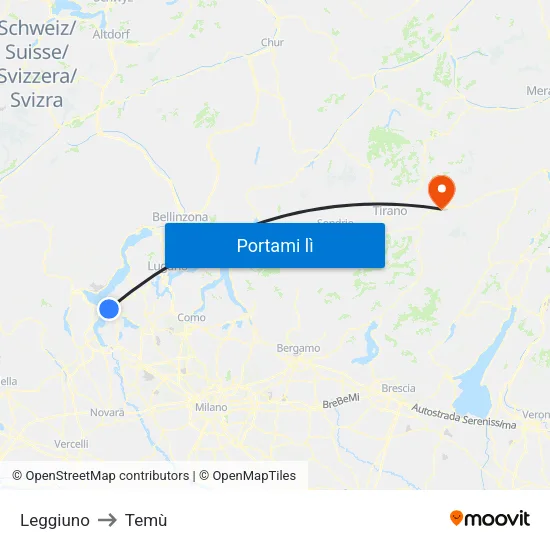 Leggiuno to Temù map
