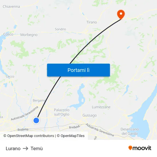 Lurano to Temù map