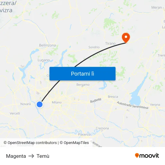 Magenta to Temù map