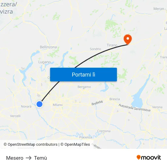 Mesero to Temù map