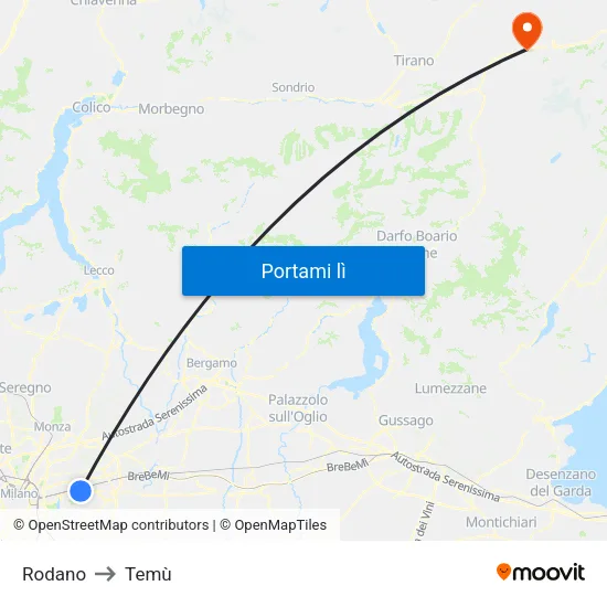 Rodano to Temù map