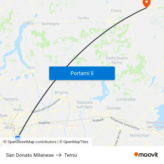 San Donato Milanese to Temù map