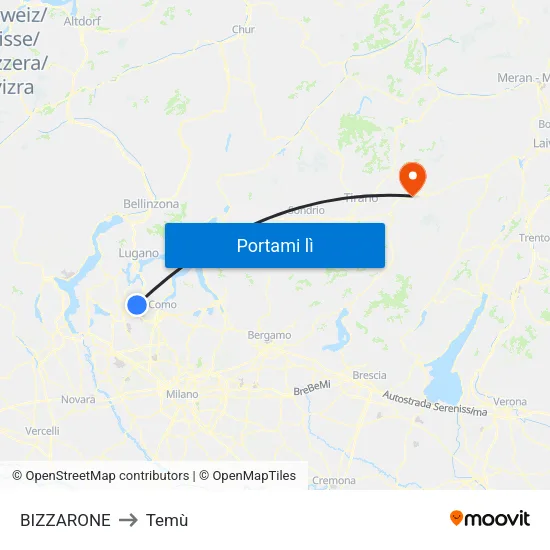 BIZZARONE to Temù map