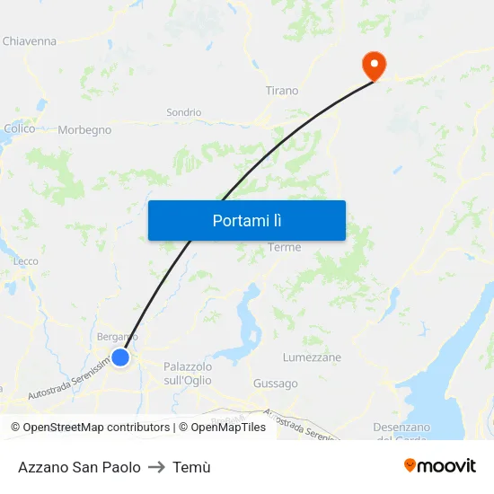Azzano San Paolo to Temù map