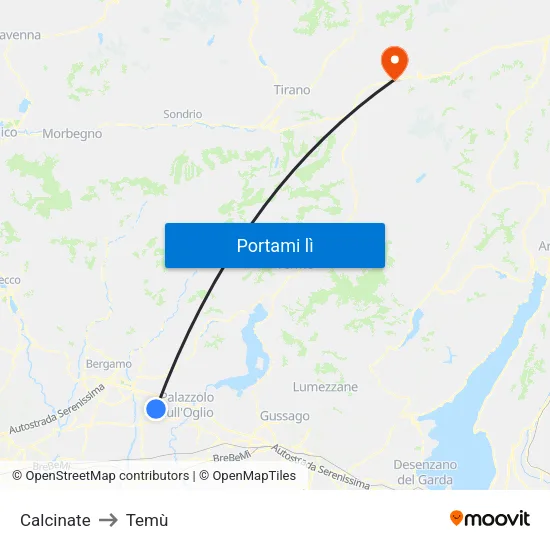 Calcinate to Temù map