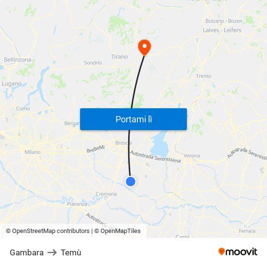 Gambara to Temù map