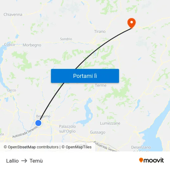 Lallio to Temù map