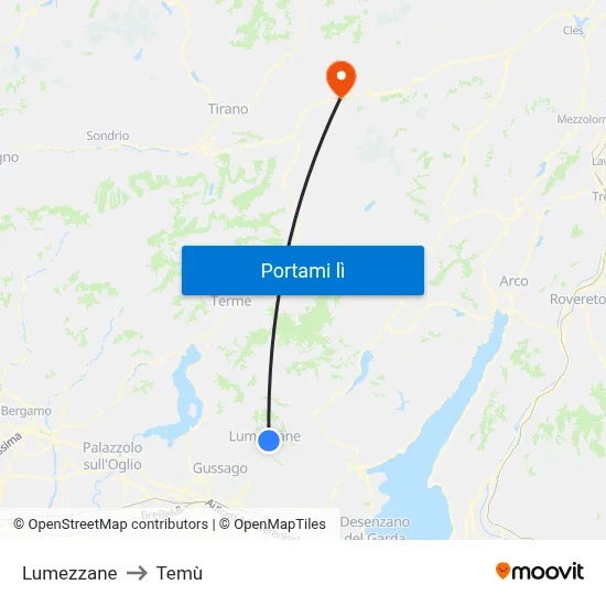 Lumezzane to Temù map