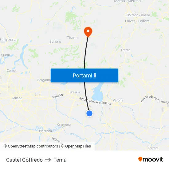 Castel Goffredo to Temù map