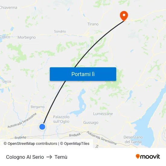 Cologno Al Serio to Temù map